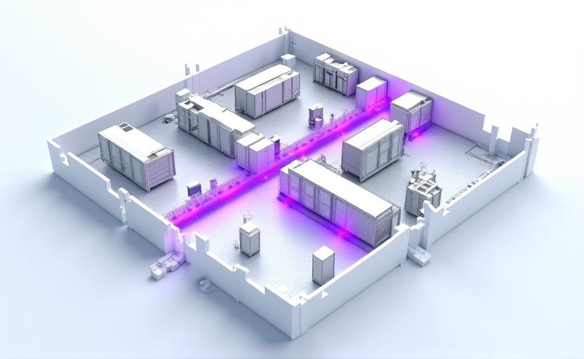 Architectonisch plan van een modern mining data center
