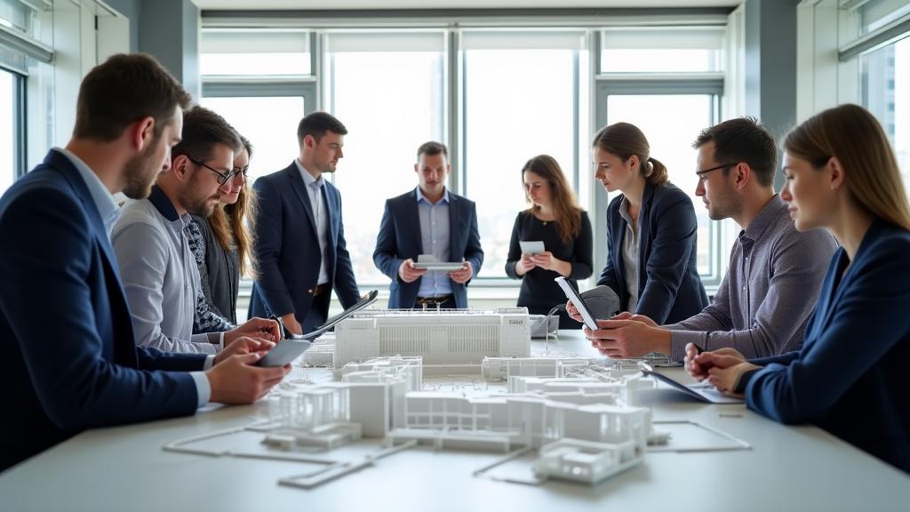 Het team van ArchiMinerics overlegt over een nieuw ontwerp in Tilburg